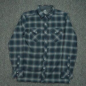 Kuhl Shirt Mens Small Blue Plaid Pearl Snap Flannel Long Sleeve Western